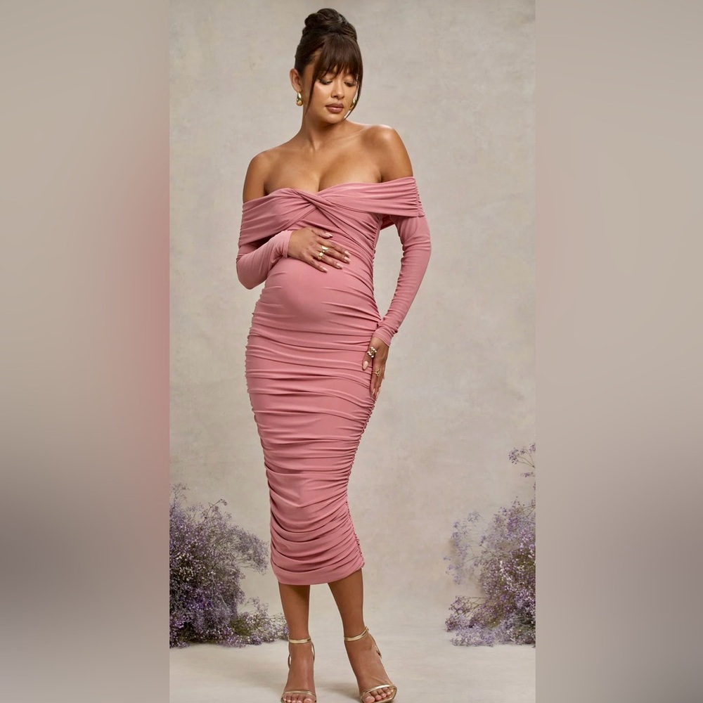 Club L London Pink Maternity Dress- Like New - Size 8